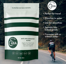 Load image into Gallery viewer, Let's Go Chia Anti-Inflammatory Blend is perfect for travel, dissolves in water, use for smoothies, sprinkle into baked goods, consume with water