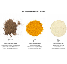Load image into Gallery viewer, 3 Ingredients in Anti-Inflammatory Blend; Chia seed powder, turmeric powder, monk fruit

